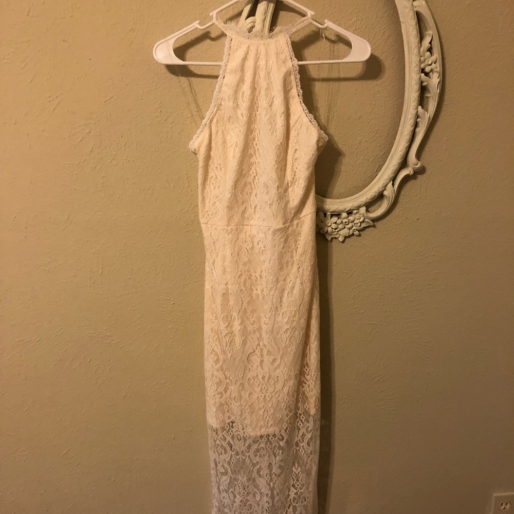 White lace halter dress